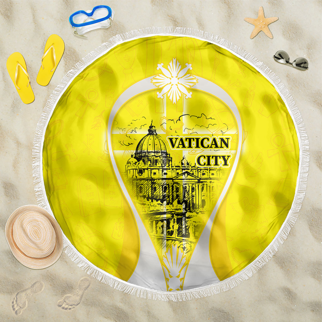 Saint Peters Basilica Vatican City Beach Blanket Basilica Dome Catholic Cross Religious - Coat Of Arms Sketch Art