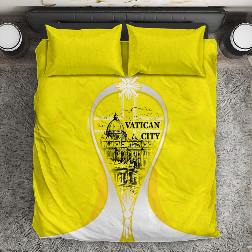Saint Peters Basilica Vatican City Bedding Set Basilica Dome Catholic Cross Religious - Coat Of Arms Sketch Art
