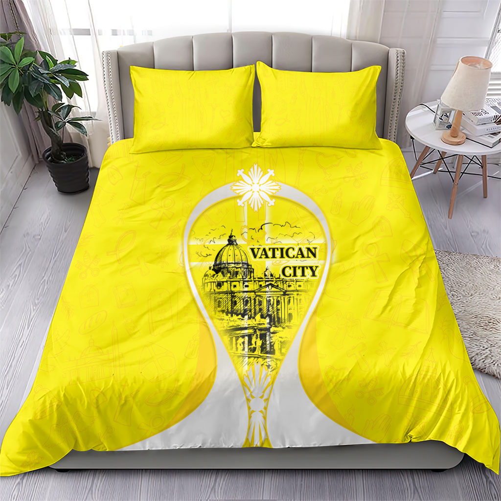 Saint Peters Basilica Vatican City Bedding Set Basilica Dome Catholic Cross Religious - Coat Of Arms Sketch Art