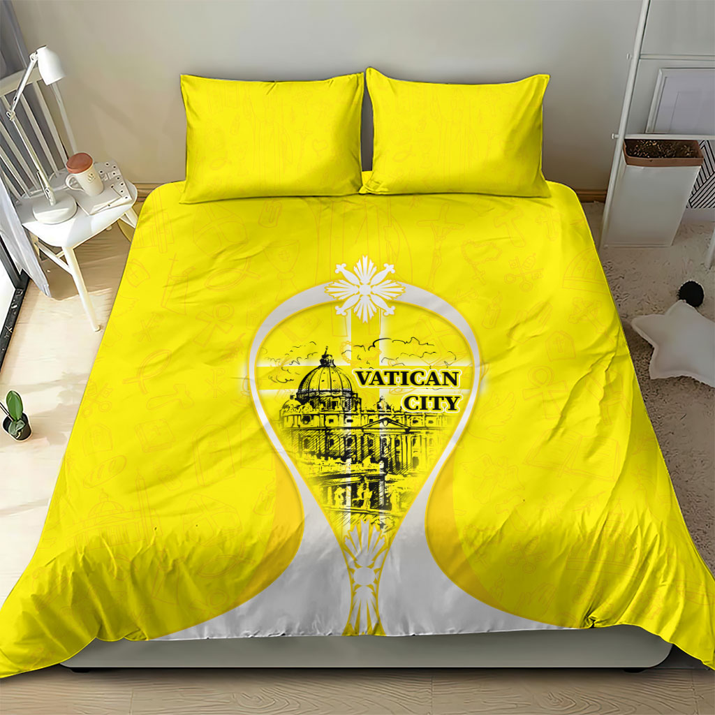 Saint Peters Basilica Vatican City Bedding Set Basilica Dome Catholic Cross Religious - Coat Of Arms Sketch Art