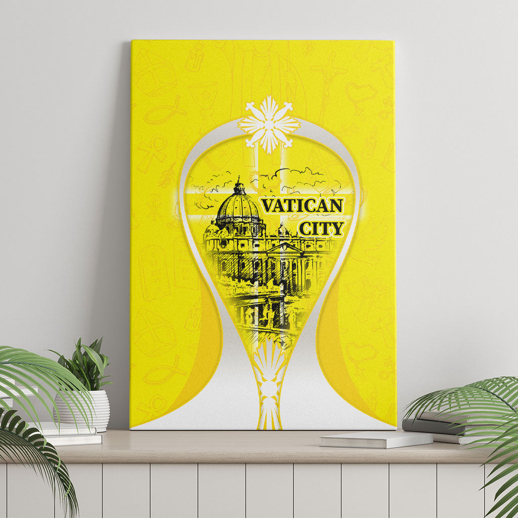 Saint Peters Basilica Vatican City Canvas Wall Art Basilica Dome Catholic Cross Religious - Coat Of Arms Sketch Art