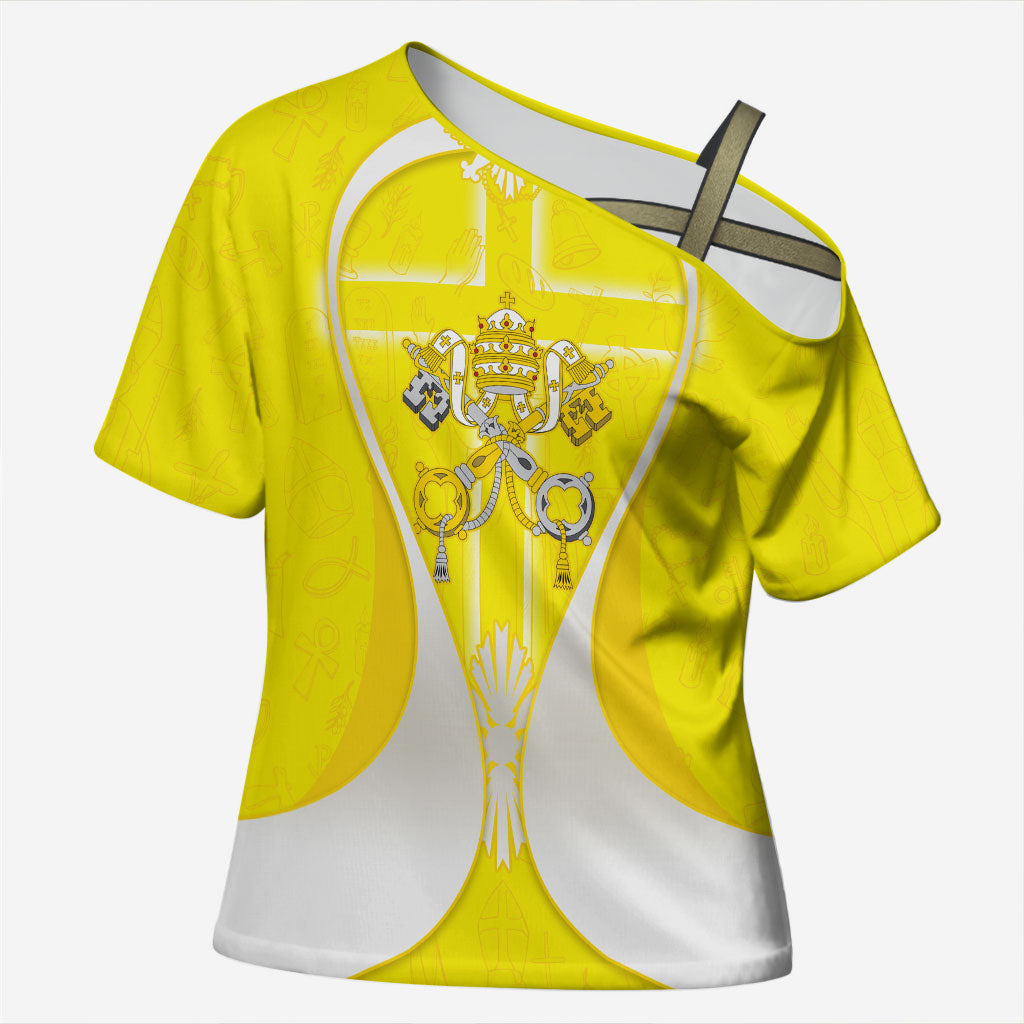 Saint Peters Basilica Vatican City Cross Shoulder Shirt Basilica Dome Catholic Cross Religious - Coat Of Arms Sketch Art