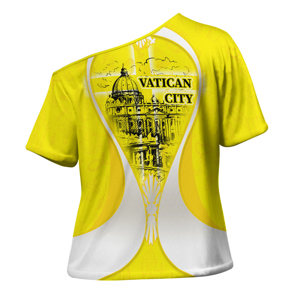 Saint Peters Basilica Vatican City Cross Shoulder Shirt Basilica Dome Catholic Cross Religious - Coat Of Arms Sketch Art