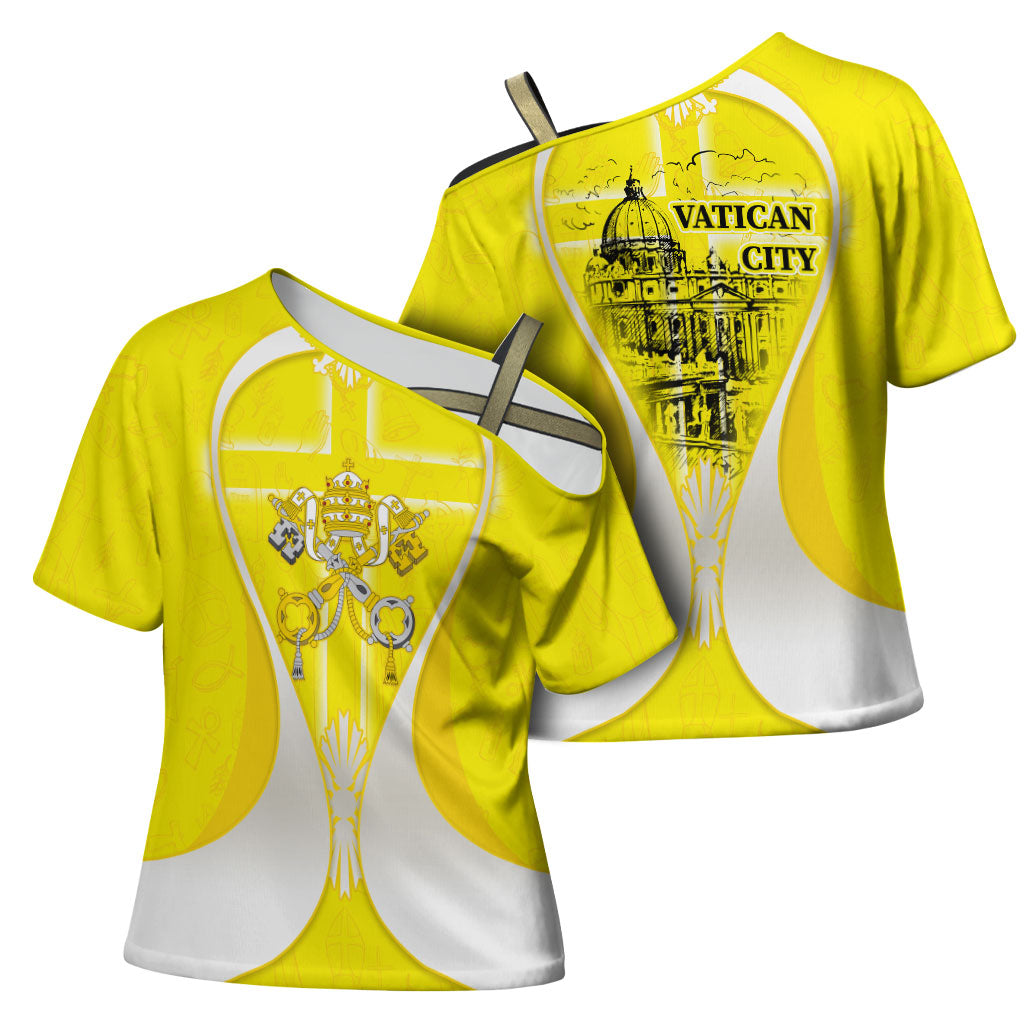 Saint Peters Basilica Vatican City Cross Shoulder Shirt Basilica Dome Catholic Cross Religious - Coat Of Arms Sketch Art