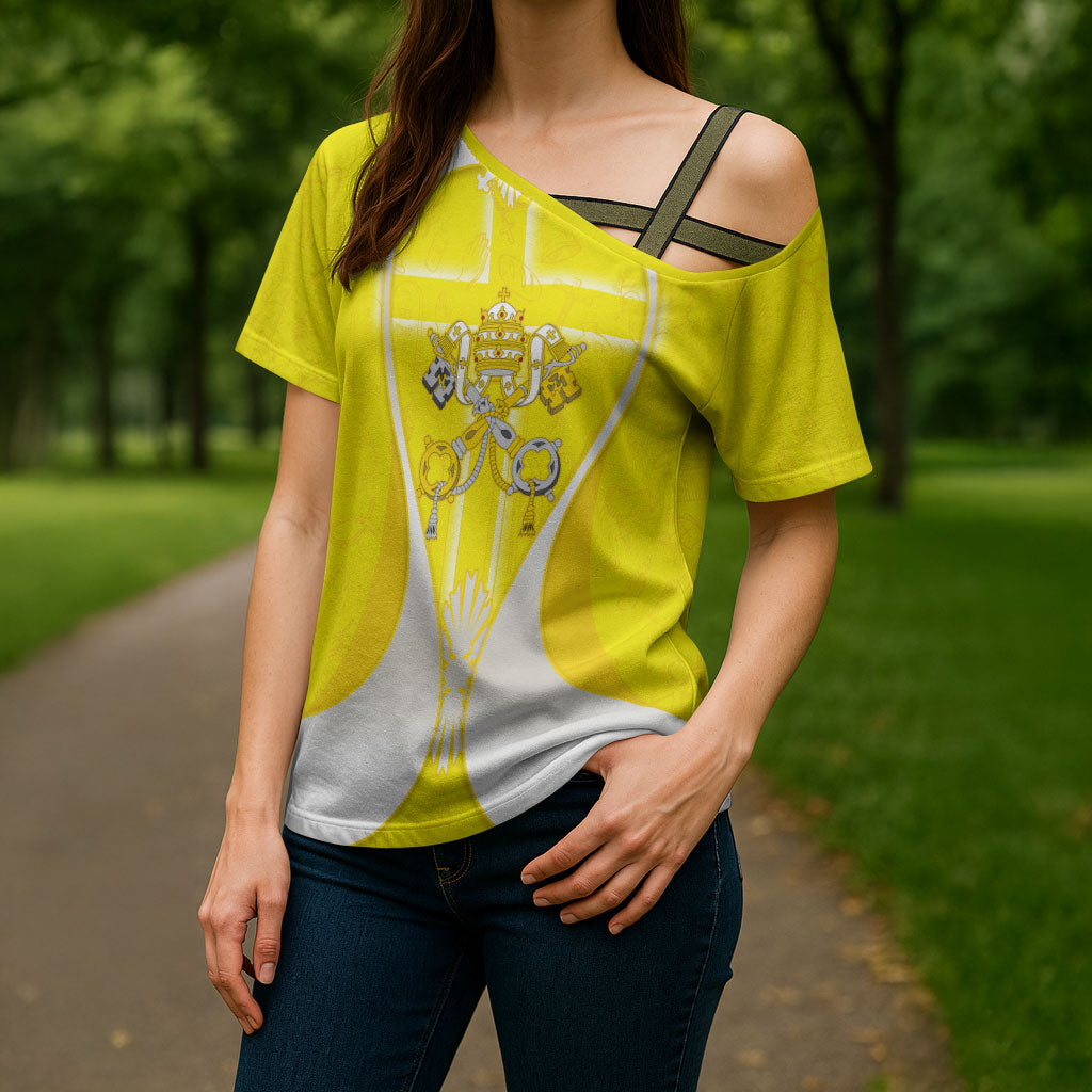 Saint Peters Basilica Vatican City Cross Shoulder Shirt Basilica Dome Catholic Cross Religious - Coat Of Arms Sketch Art