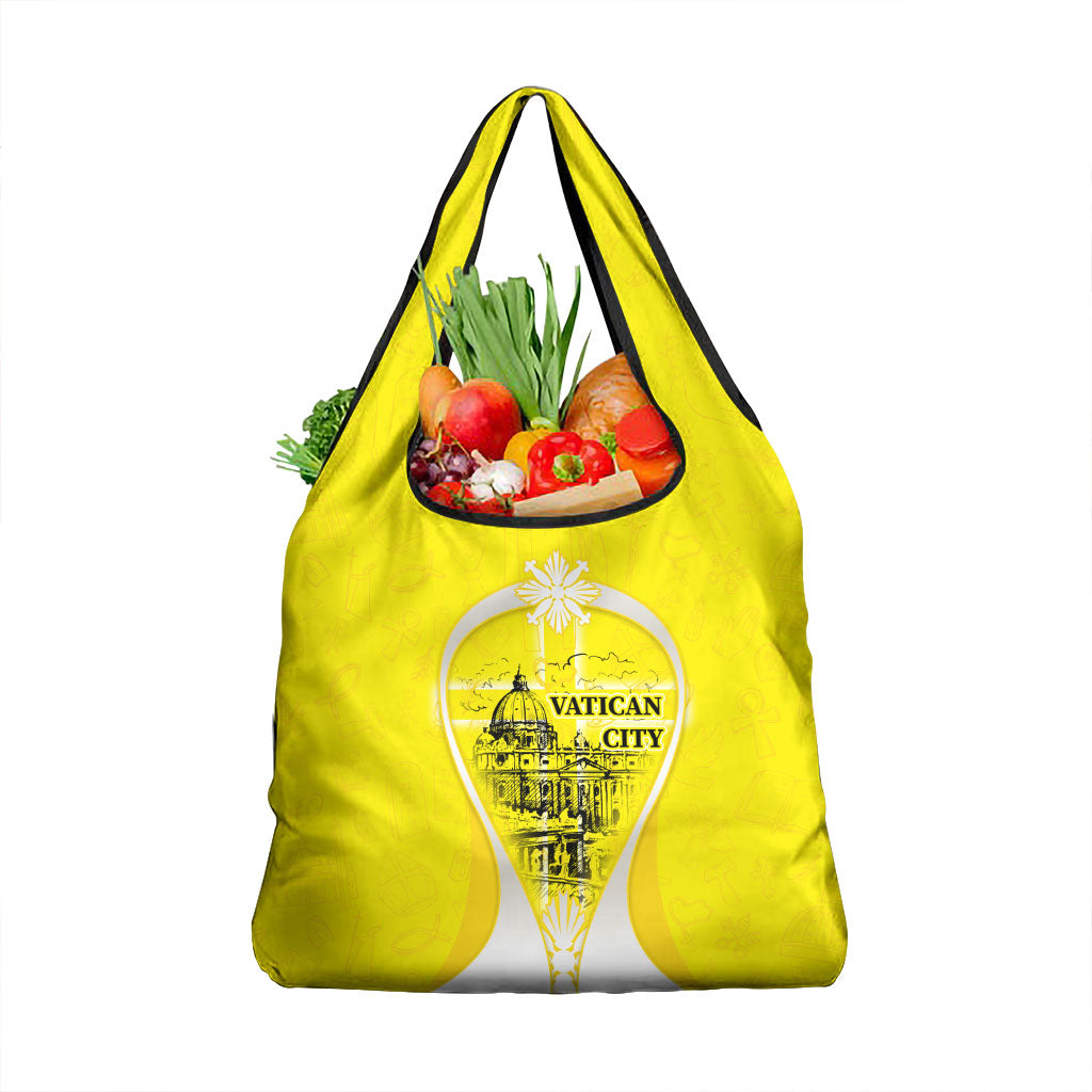 Saint Peters Basilica Vatican City Grocery Bag Basilica Dome Catholic Cross Religious - Coat Of Arms Sketch Art