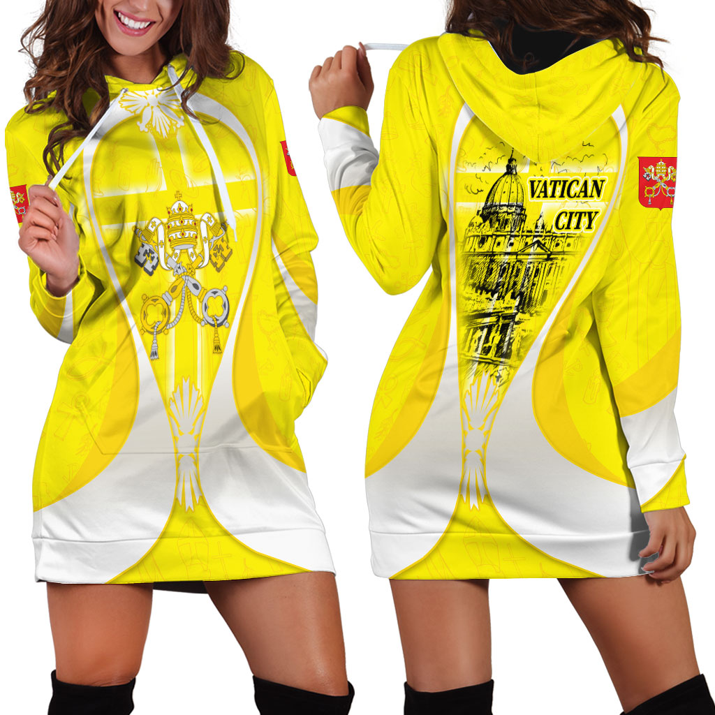 Saint Peters Basilica Vatican City Hoodie Dress Basilica Dome Catholic Cross Religious - Coat Of Arms Sketch Art