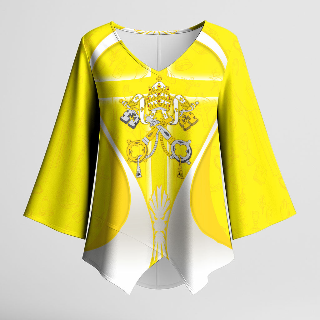 Saint Peters Basilica Vatican City Kimono Sleeve Blouse Basilica Dome Catholic Cross Religious - Coat Of Arms Sketch Art