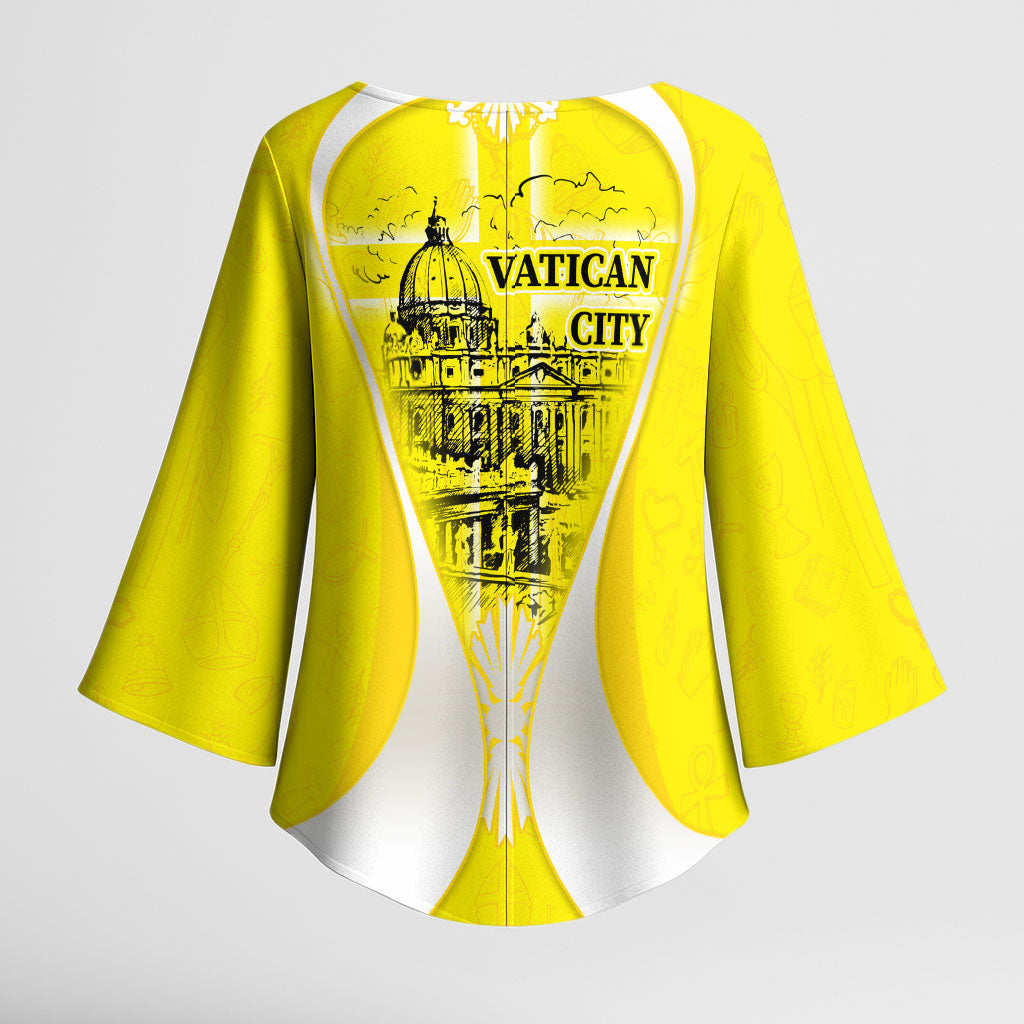 Saint Peters Basilica Vatican City Kimono Sleeve Blouse Basilica Dome Catholic Cross Religious - Coat Of Arms Sketch Art