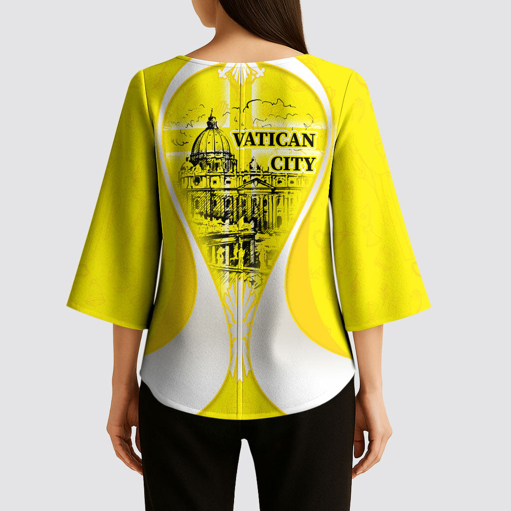Saint Peters Basilica Vatican City Kimono Sleeve Blouse Basilica Dome Catholic Cross Religious - Coat Of Arms Sketch Art