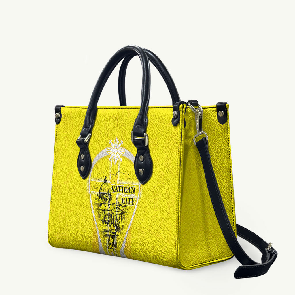 Saint Peters Basilica Vatican City Leather Bag Basilica Dome Catholic Cross Religious - Coat Of Arms Sketch Art