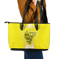 Saint Peters Basilica Vatican City Leather Tote Bag Basilica Dome Catholic Cross Religious - Coat Of Arms Sketch Art