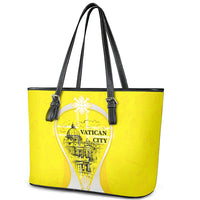 Saint Peters Basilica Vatican City Leather Tote Bag Basilica Dome Catholic Cross Religious - Coat Of Arms Sketch Art
