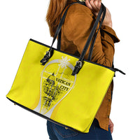 Saint Peters Basilica Vatican City Leather Tote Bag Basilica Dome Catholic Cross Religious - Coat Of Arms Sketch Art