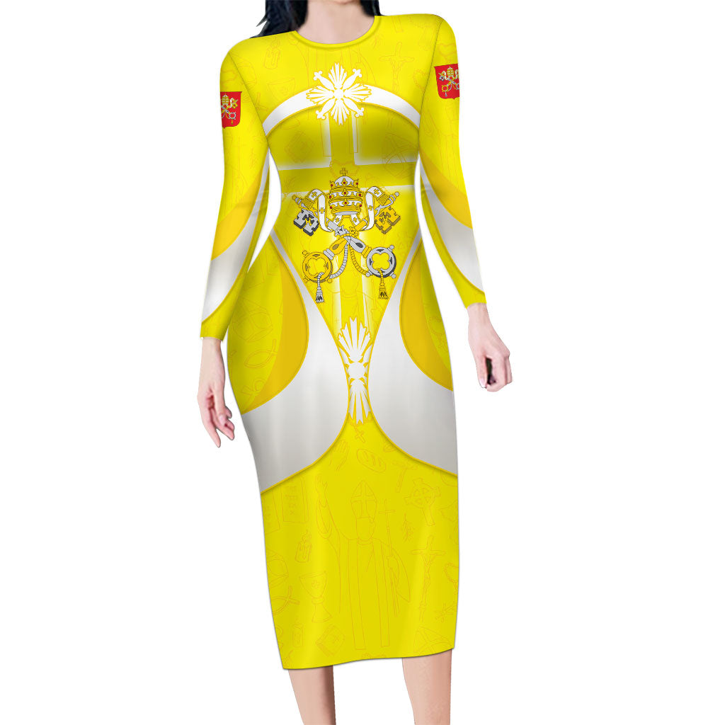 Saint Peters Basilica Vatican City Long Sleeve Bodycon Dress Basilica Dome Catholic Cross Religious - Coat Of Arms Sketch Art