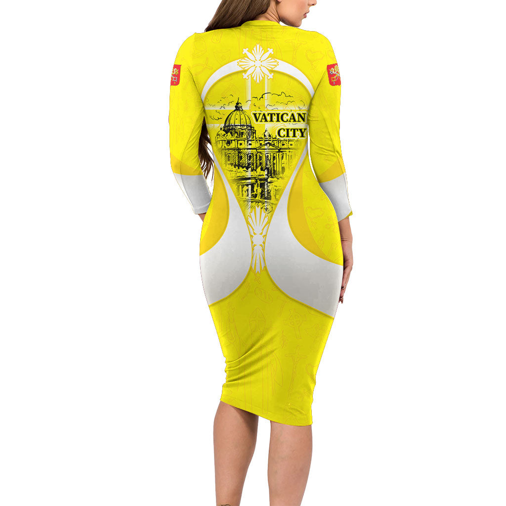 Saint Peters Basilica Vatican City Long Sleeve Bodycon Dress Basilica Dome Catholic Cross Religious - Coat Of Arms Sketch Art