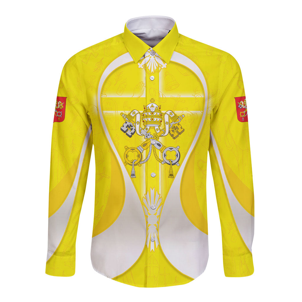 Saint Peters Basilica Vatican City Long Sleeve Button Shirt Basilica Dome Catholic Cross Religious - Coat Of Arms Sketch Art