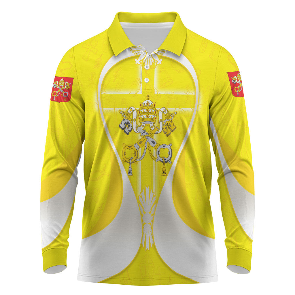 Saint Peters Basilica Vatican City Long Sleeve Polo Shirt Basilica Dome Catholic Cross Religious - Coat Of Arms Sketch Art