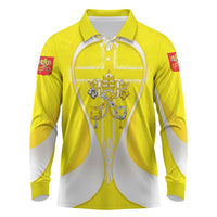 Saint Peters Basilica Vatican City Long Sleeve Polo Shirt Basilica Dome Catholic Cross Religious - Coat Of Arms Sketch Art