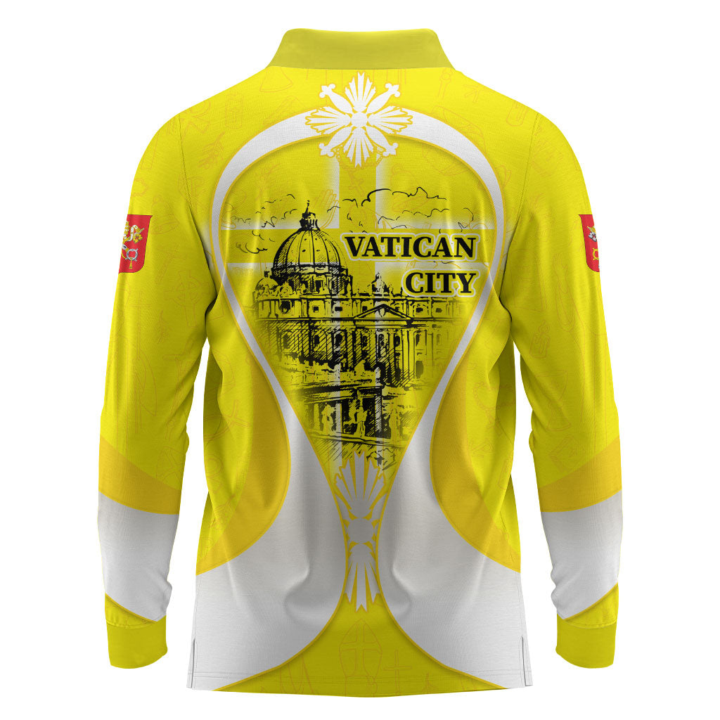 Saint Peters Basilica Vatican City Long Sleeve Polo Shirt Basilica Dome Catholic Cross Religious - Coat Of Arms Sketch Art