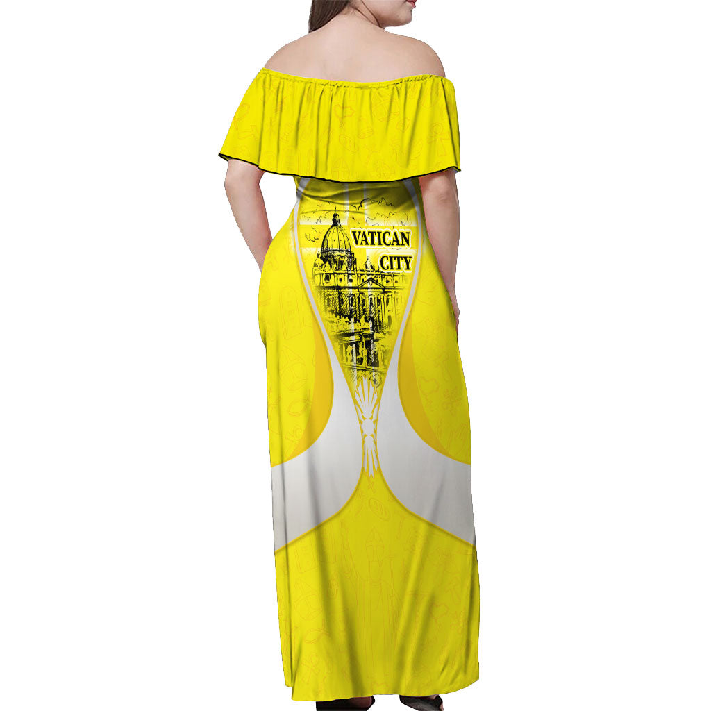 Saint Peters Basilica Vatican City Off Shoulder Maxi Dress Basilica Dome Catholic Cross Religious - Coat Of Arms Sketch Art