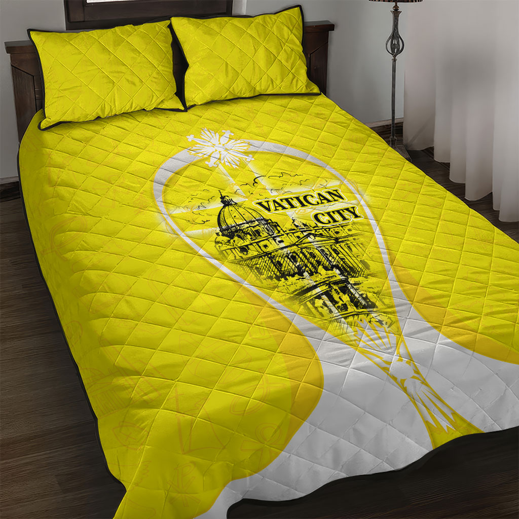Saint Peters Basilica Vatican City Quilt Bed Set Basilica Dome Catholic Cross Religious - Coat Of Arms Sketch Art