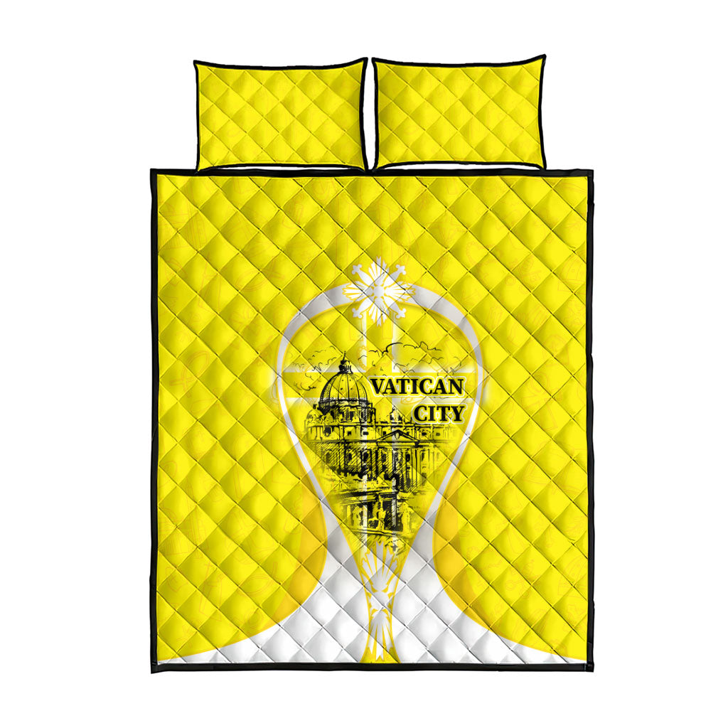 Saint Peters Basilica Vatican City Quilt Bed Set Basilica Dome Catholic Cross Religious - Coat Of Arms Sketch Art
