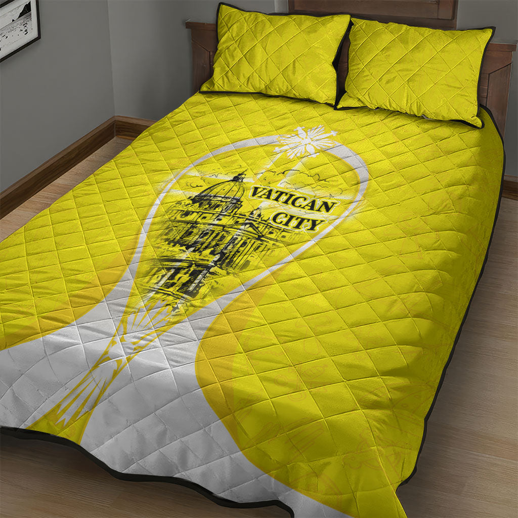 Saint Peters Basilica Vatican City Quilt Bed Set Basilica Dome Catholic Cross Religious - Coat Of Arms Sketch Art