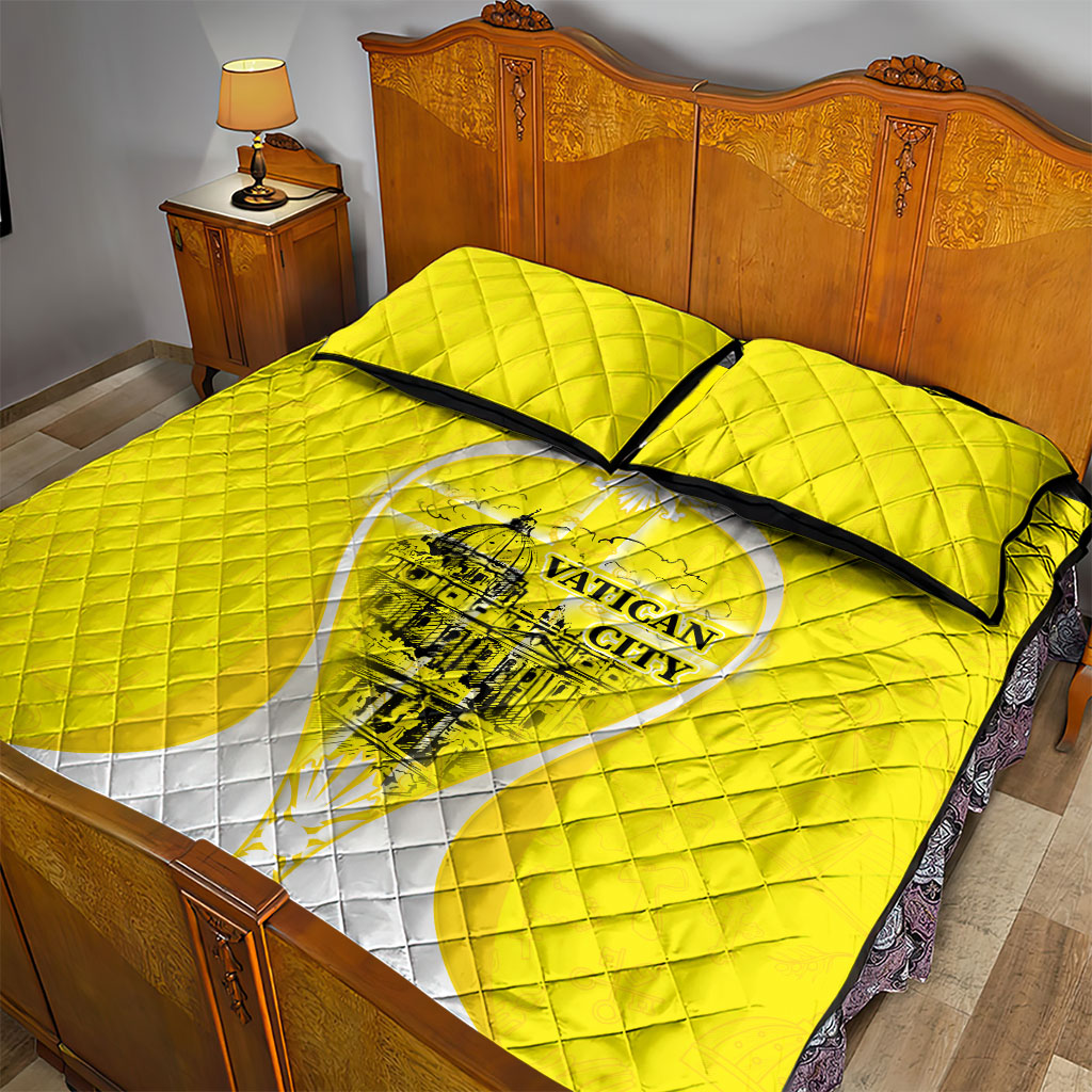 Saint Peters Basilica Vatican City Quilt Bed Set Basilica Dome Catholic Cross Religious - Coat Of Arms Sketch Art