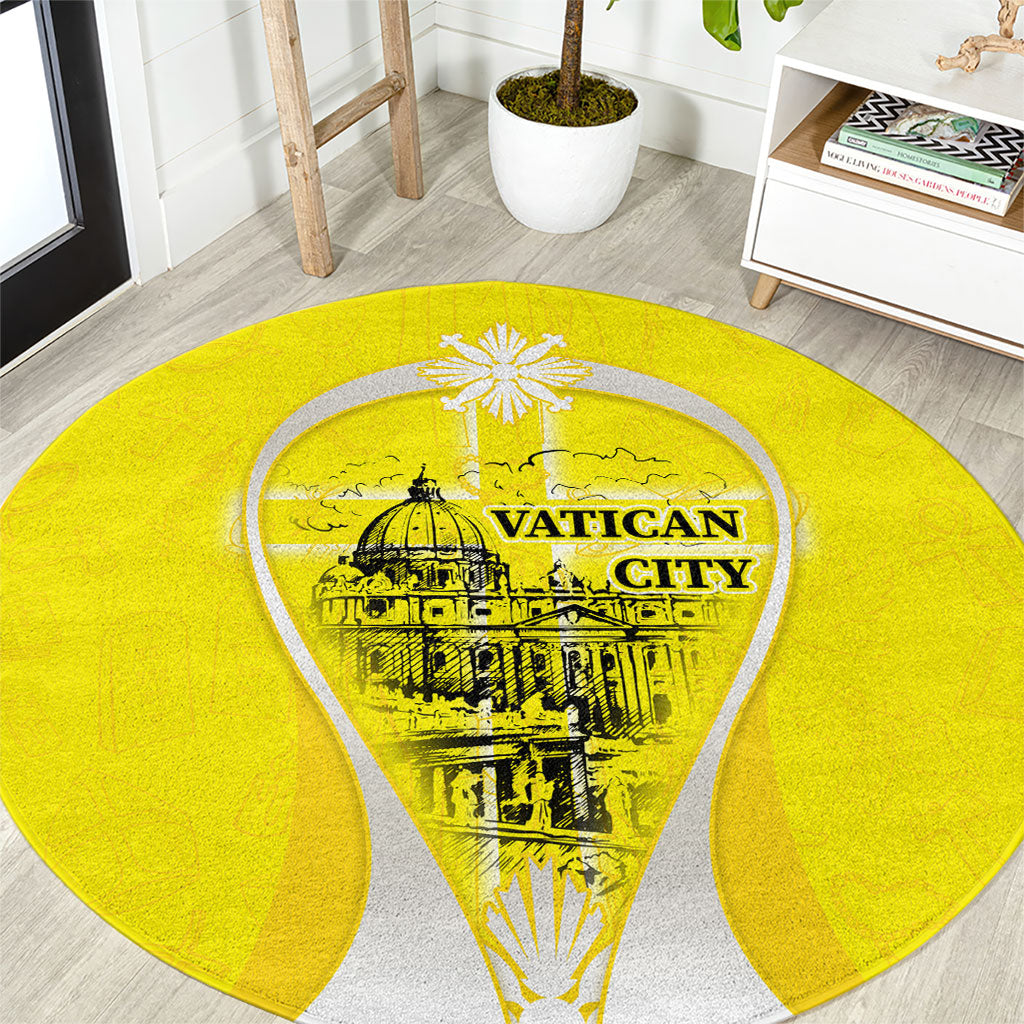 Saint Peters Basilica Vatican City Round Carpet Basilica Dome Catholic Cross Religious - Coat Of Arms Sketch Art