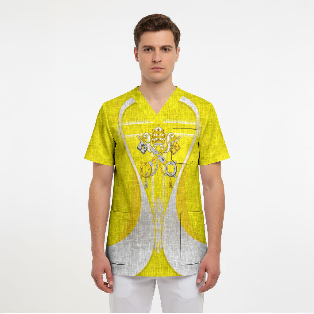 Saint Peters Basilica Vatican City Scrub Top Basilica Dome Catholic Cross Religious - Coat Of Arms Sketch Art