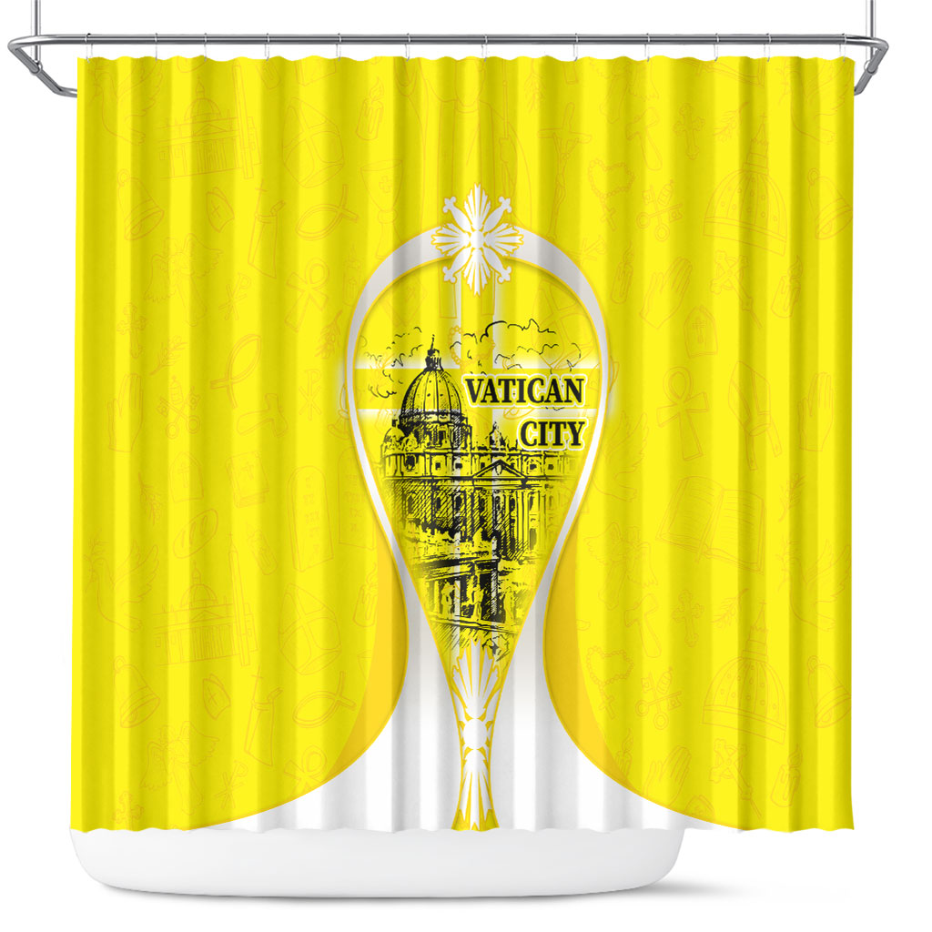 Saint Peters Basilica Vatican City Shower Curtain Basilica Dome Catholic Cross Religious - Coat Of Arms Sketch Art