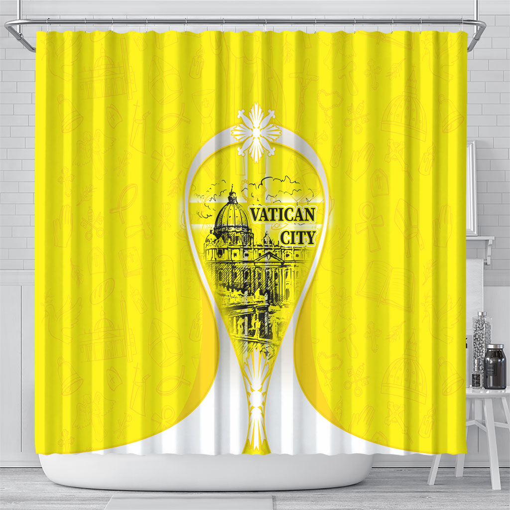 Saint Peters Basilica Vatican City Shower Curtain Basilica Dome Catholic Cross Religious - Coat Of Arms Sketch Art