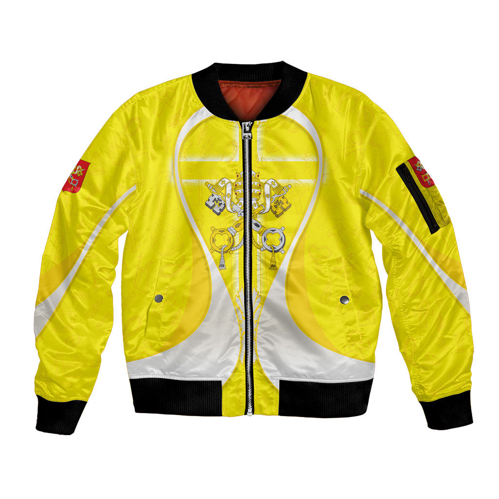 Saint Peters Basilica Vatican City Sleeve Zip Bomber Jacket Basilica Dome Catholic Cross Religious - Coat Of Arms Sketch Art