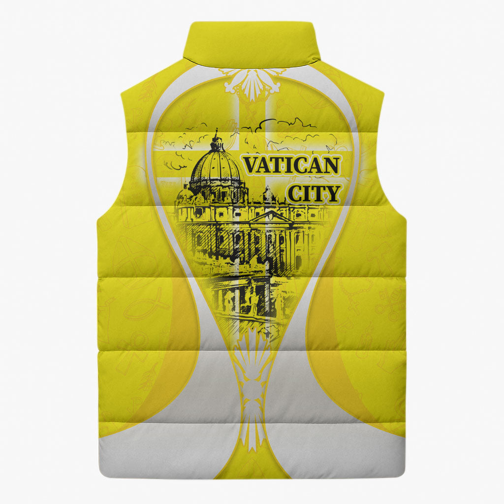 Saint Peters Basilica Vatican City Sleeveless Puffer Jacket Basilica Dome Catholic Cross Religious - Coat Of Arms Sketch Art