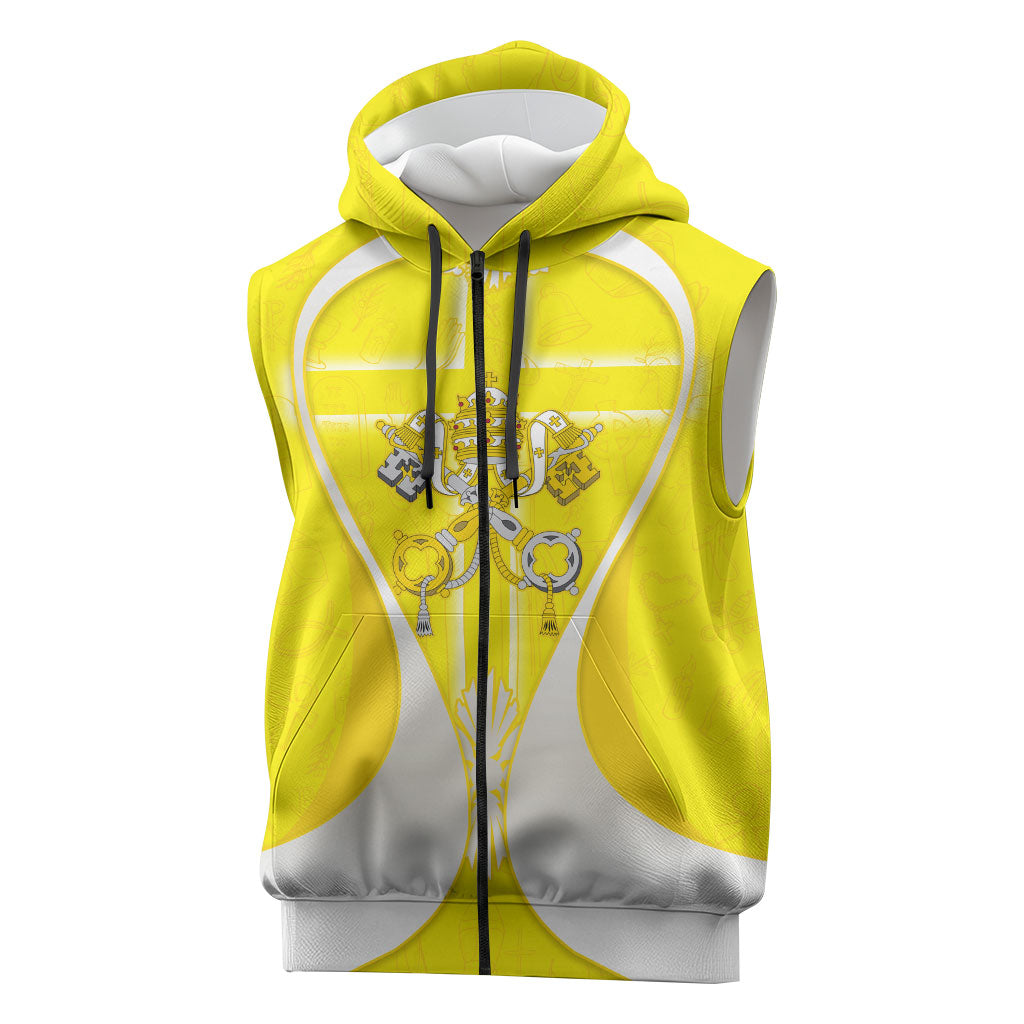 Saint Peters Basilica Vatican City Sleeveless Zip Hoodie Basilica Dome Catholic Cross Religious - Coat Of Arms Sketch Art