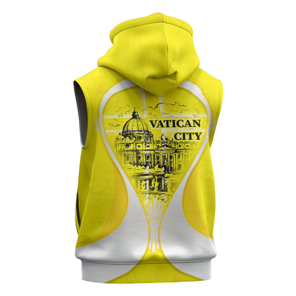 Saint Peters Basilica Vatican City Sleeveless Zip Hoodie Basilica Dome Catholic Cross Religious - Coat Of Arms Sketch Art