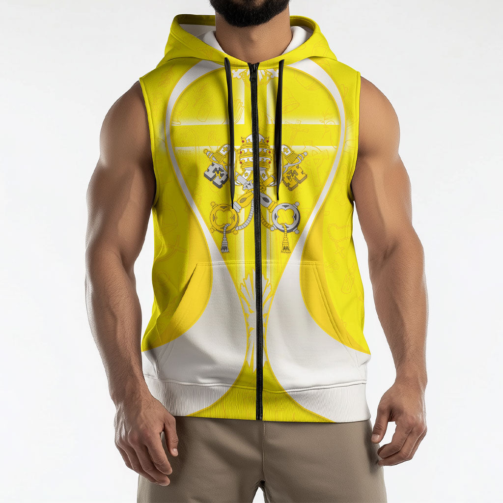 Saint Peters Basilica Vatican City Sleeveless Zip Hoodie Basilica Dome Catholic Cross Religious - Coat Of Arms Sketch Art