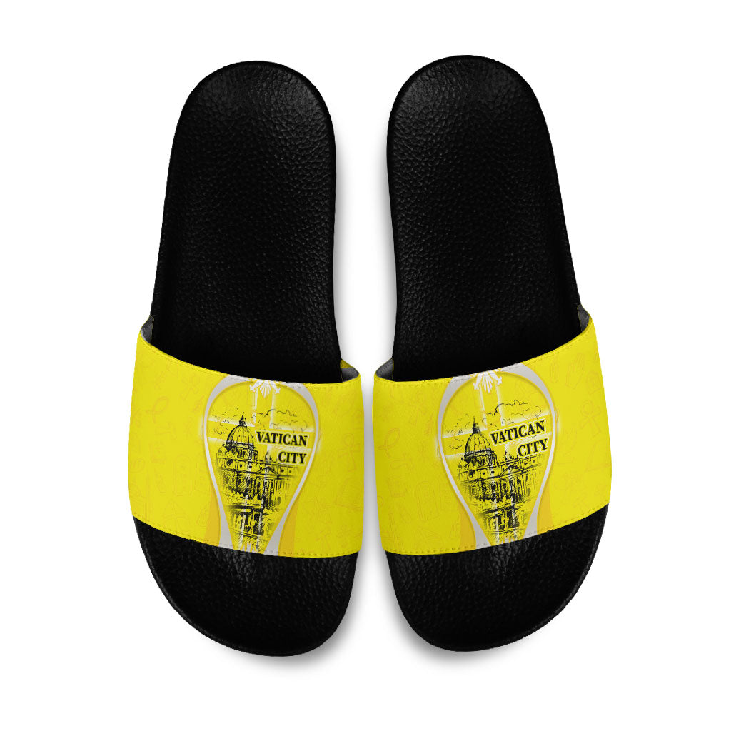 Saint Peters Basilica Vatican City Slide Sandals Basilica Dome Catholic Cross Religious - Coat Of Arms Sketch Art