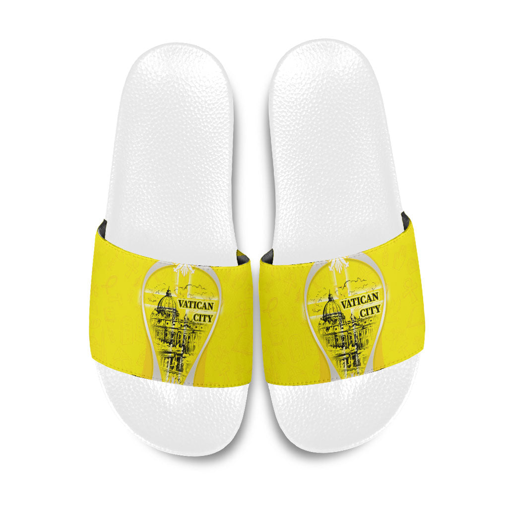 Saint Peters Basilica Vatican City Slide Sandals Basilica Dome Catholic Cross Religious - Coat Of Arms Sketch Art