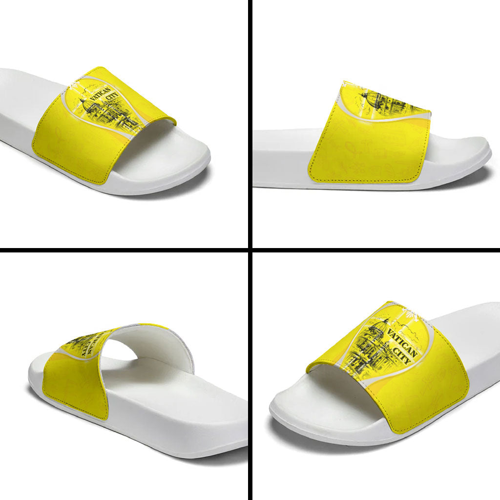 Saint Peters Basilica Vatican City Slide Sandals Basilica Dome Catholic Cross Religious - Coat Of Arms Sketch Art