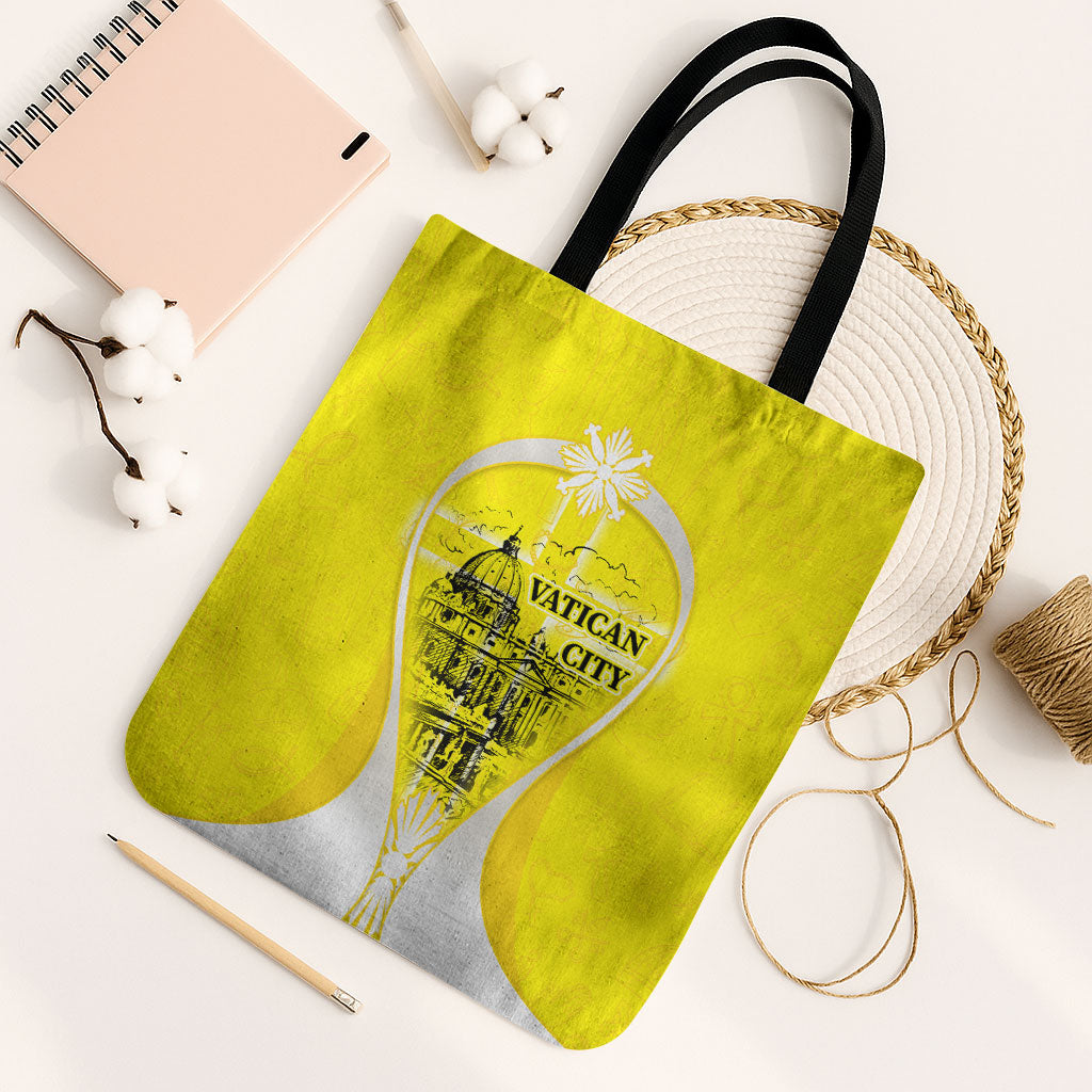 Saint Peters Basilica Vatican City Tote Bag Basilica Dome Catholic Cross Religious - Coat Of Arms Sketch Art