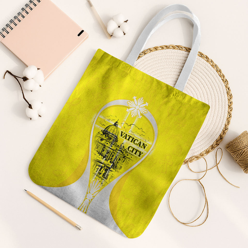 Saint Peters Basilica Vatican City Tote Bag Basilica Dome Catholic Cross Religious - Coat Of Arms Sketch Art