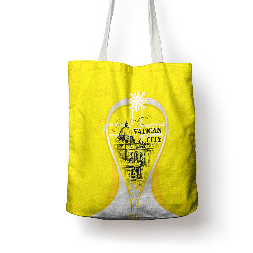 Saint Peters Basilica Vatican City Tote Bag Basilica Dome Catholic Cross Religious - Coat Of Arms Sketch Art