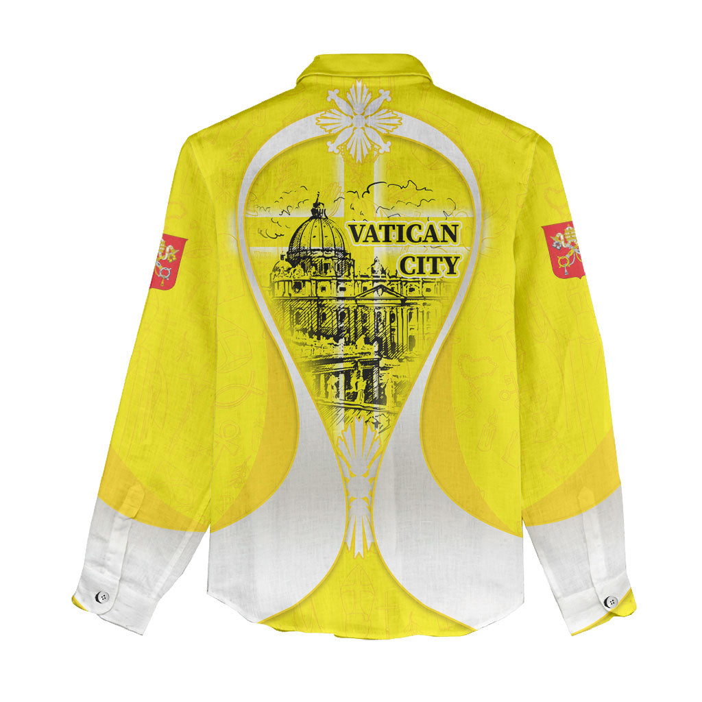 Saint Peters Basilica Vatican City Women Casual Shirt Basilica Dome Catholic Cross Religious - Coat Of Arms Sketch Art