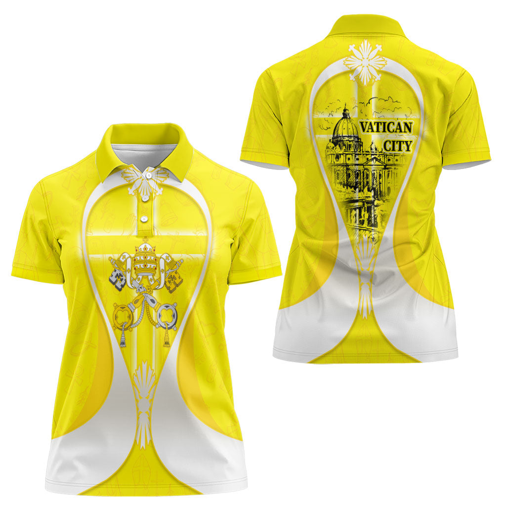 Saint Peters Basilica Vatican City Women Polo Shirt Basilica Dome Catholic Cross Religious - Coat Of Arms Sketch Art