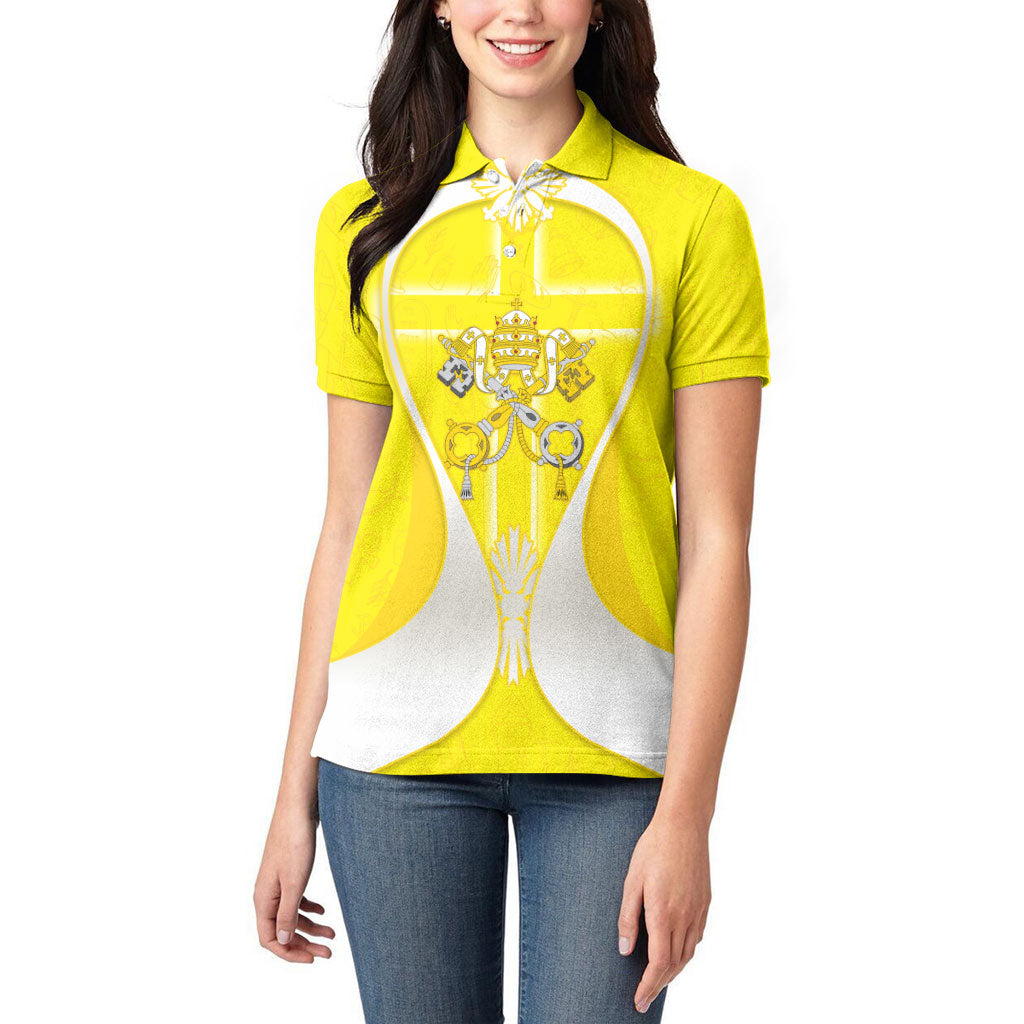 Saint Peters Basilica Vatican City Women Polo Shirt Basilica Dome Catholic Cross Religious - Coat Of Arms Sketch Art