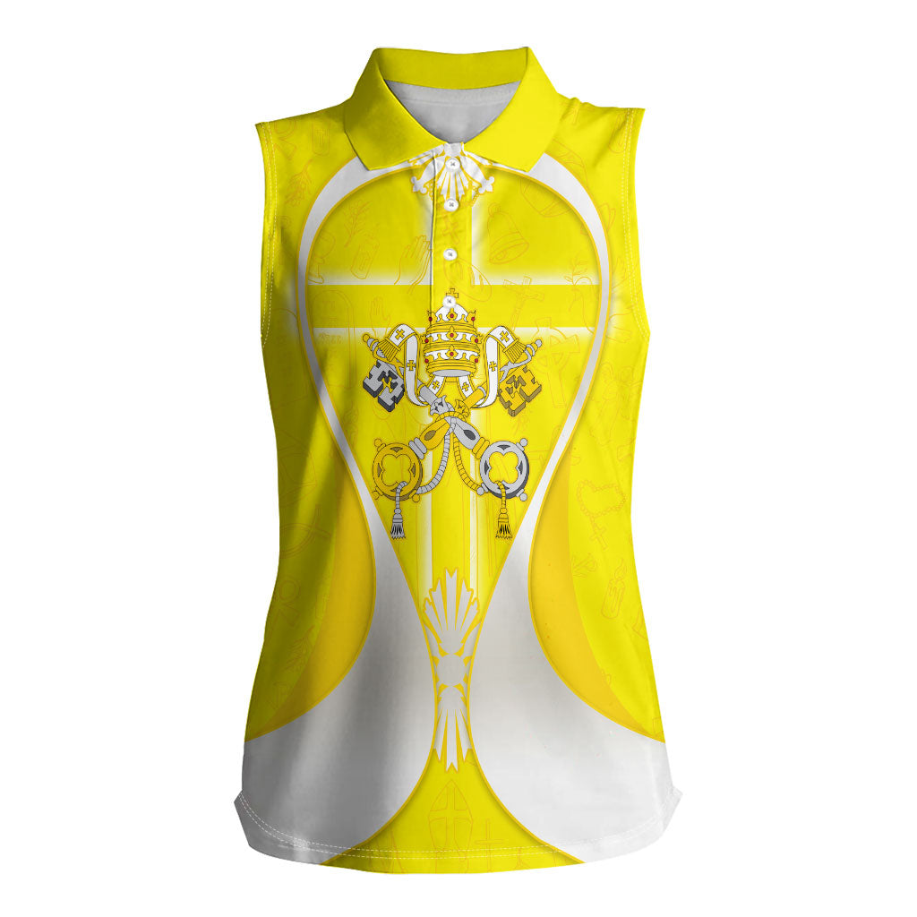 Saint Peters Basilica Vatican City Women Sleeveless Polo Shirt Basilica Dome Catholic Cross Religious - Coat Of Arms Sketch Art