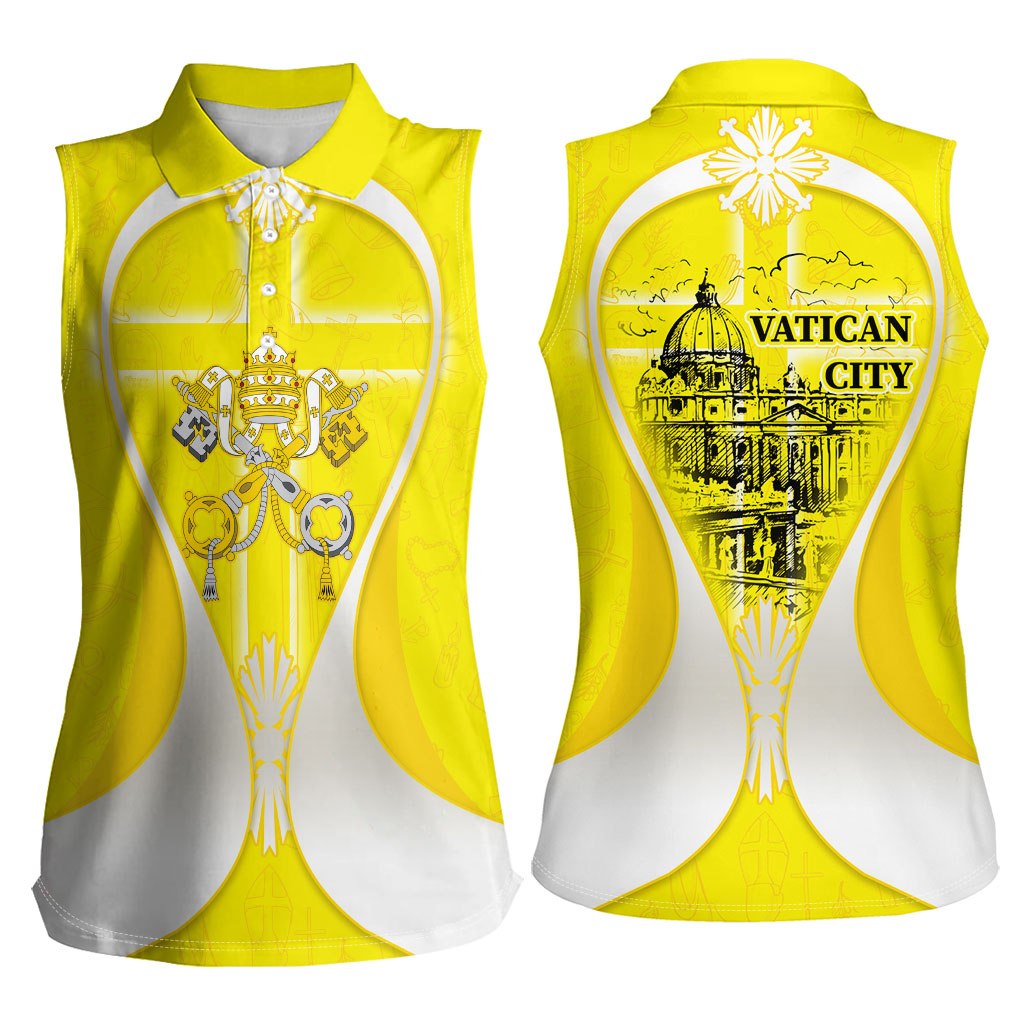 Saint Peters Basilica Vatican City Women Sleeveless Polo Shirt Basilica Dome Catholic Cross Religious - Coat Of Arms Sketch Art