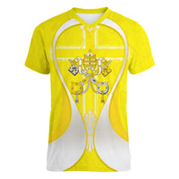 Saint Peters Basilica Vatican City Women V-Neck T-Shirt Basilica Dome Catholic Cross Religious - Coat Of Arms Sketch Art